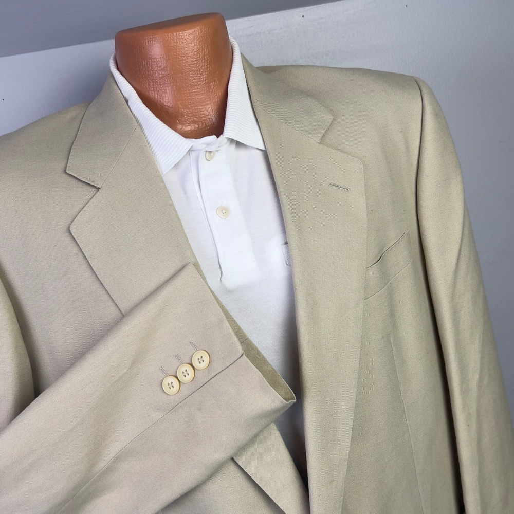 Vintage Burberrys Sport Coat Mens US 44 EU 54 Tan Beige 2 Button Made in Spain